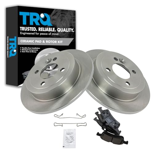 Image of TRQ Rear Brake Pad and Rotor Set Ceramic Solid Rotors