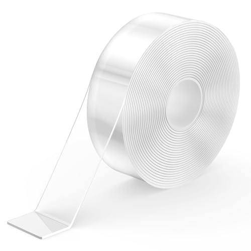 kinkaivy 5M Doppelseitiges Klebeband Extra Stark Transparent, Abnehmbar Spurlos Nano Tape, Double Sided Tape, Klebeband Doppelseitig Ablösbar für Foto Wand, Postern, Teppich, Küche, Zuhause