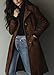 utcoco Womens Long Suede Trench Coat Single Breasted Leather Trench Overcoat with Pocket (Medium, Dark Brown)