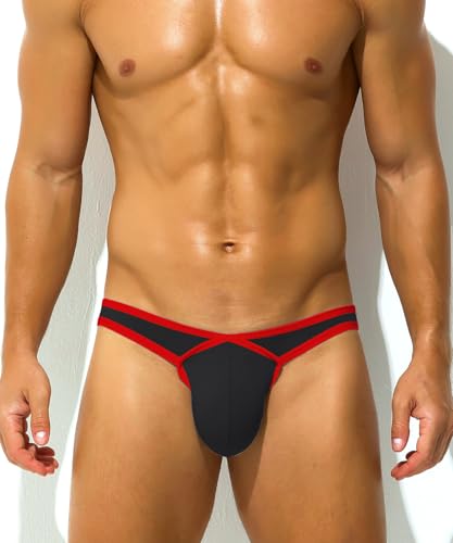 Mens Sexy Bulge Pouch Bikini Low Rise Soft Stretch Striped Briefs Underwear for Male4