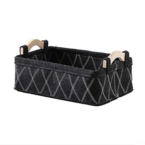 Sweet48 Aufbewahrungskorb mit Holzgriff, abnehmbare Aufbewahrungsboxen aus Filz für Kleidung, Spielzeug, Bücher, Zeitungen etc, Schwarz, S Cover