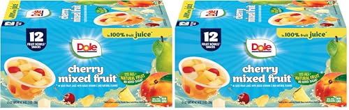 Dole Fruit Bowls Snacks Cherry Mixed Fruit in 100% Juice Snacks, 4oz 12 Total Cups, Gluten & Dairy Free, Bulk Lunch Snacks for Kids & Adults (Pack of 2)