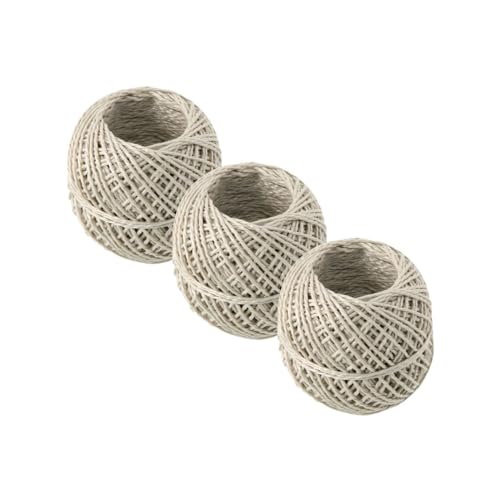 Fackelmann 9922550 Lot de 3 Rouleaux de ficelle en lin, ficelle, ficelle, Brun, 80 m