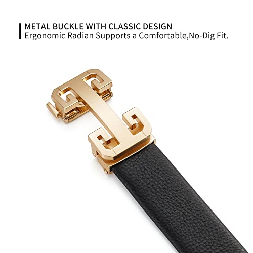 Image of ARIMIA Fashion Mens Real Leather Ratchet Belt Black Adjustable Length Full Grain Soft Genuine Cowhide Strap 1.5 Inch Wide