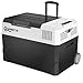 Produktbild WANNYTON elektrische Kompressor Kühlbox, Auto Kühlschrank 58 Liter, 12/24/100-240 V, Mini Kühlschrank für Auto LKW Boot Wohnmobil, tragbar, mit Rädern und Griffen, mit AC/DC-Kabel [Energieklasse B]