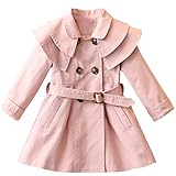 Toddler Baby Girls Trench Coat with Belt Lapel Double Breasted Jacket Dress Coats Kids Fall Winter...