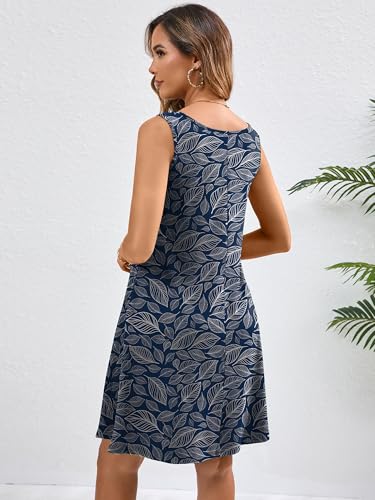KORSIS Summer Dresses for Women Casual T Shirt Tank Floral Dresses Sleeveless Swing Flowy Ladies Beach Vacation Sundress with Pockets XL — view 5