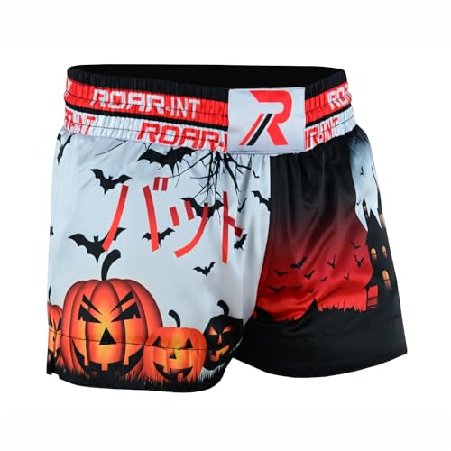 ROAR-INT Kid's Muay Thai Shorts Martial Arts MMA Kickboxing Shorts for Boys Girls Boxing Trunks Shorts (US, Alpha, Small, Regular, Halloween, Regular Fit)