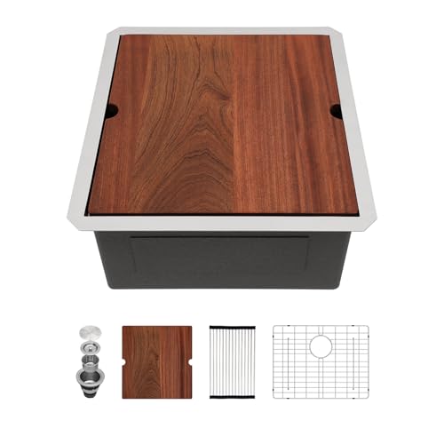 21" Bar Sink Undermount - Sarlai 21X19 Inch Workstation Deep Single Bowl Bar Prep Sink 16 Gauge Stainless Steel RV Kitchen Sink Basin