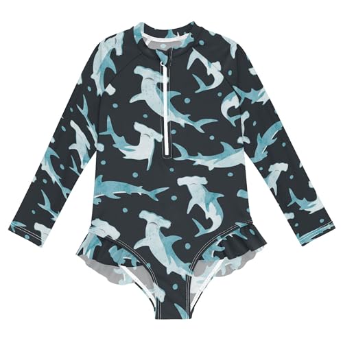 Girls One Piece Swimsuits with UPF 50+ Sun Protection Rash Guard Long Sleeve Swimsuit 3-12 Years