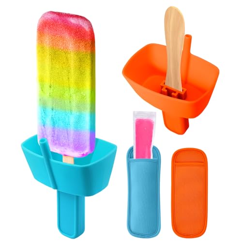 AIERSA 4pcs Popsicle Holders and Ice Pop Sleeves Set for Kids
