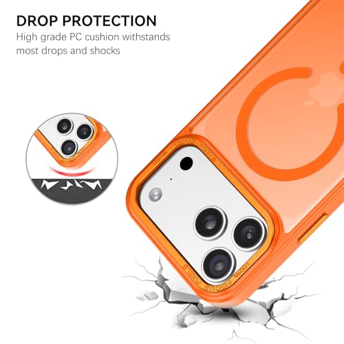 Image of GUAGUA for iPhone 17 Pro Max Case Compatible with MagSafe iPhone 17 Pro Max Magnetic Case Translucent Matte Skin Feeling Shockproof Protective Anti-Scratch Case for Phone 17 Pro Max 6.9 inch, Orange
