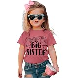 GLIGLITTR Big Sister Toddler Shirt Baby Girls Promoted to Big Sister Announcement Tshirt New Sibling Reveal Tops Outfits (Dark Pink,5-6 Years)