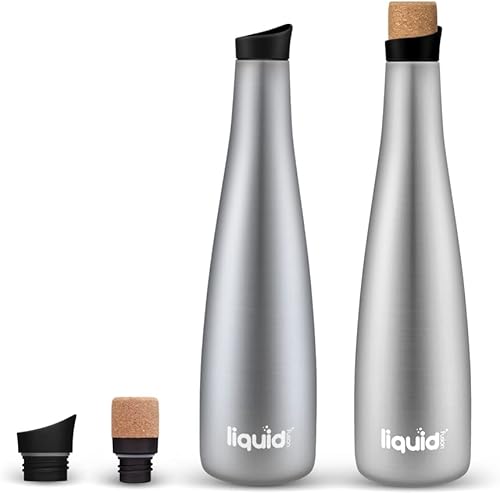 Grand Fusion Icy Bev Kooler 2 en 1 (jarra de vino y botella de agua), botella térmica de vino sellada al vacío y de acero inoxidable, mantiene el