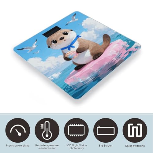 Báscula de baño digital Sea Otter con pantalla LCD y base antideslizante miniatura 3