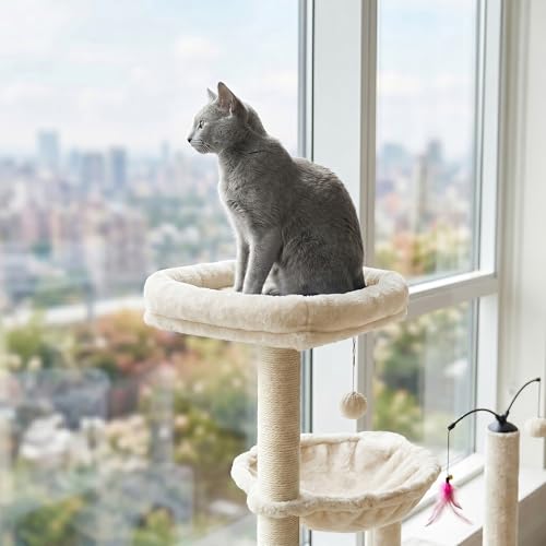Árbol para gato con rascador y hamaca blanca miniatura 3