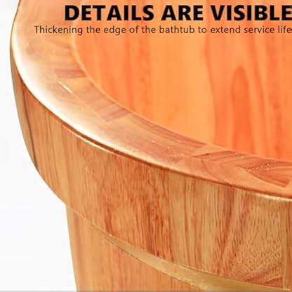 MegLob Freistehende Hölzerne Badewanne Beleuchtete, Massive Holz -Tiefenbadewanne Mit Armlehnen, Japanischer Stil Soaker Allein Stehen, Schönheitssalonausrüstung,Cypress,160cm/62.99" – Bild 3