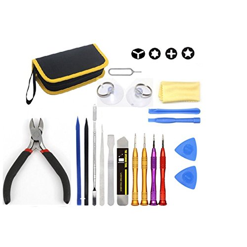 19-Piece Cellphone Repair Tool Kit for iPhone, Tablet, Computer, MacBook & More - Professional iPhone Repair Kit - iPad Fix Kit Includes Screwdrivers, Spudgers & Pliers