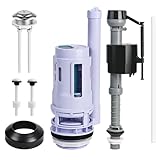 3-Inch Dual Flush Valve & Fill Valve Replacement Kit for 2-Piece Toilets, Complete Toilet Repair Kit Inside Tank with Push Button, Gasket & Bolts, Compatible with Glacier Bay, Toto & American Standard