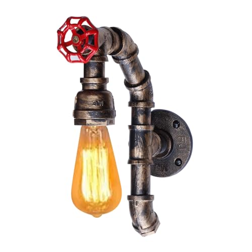 Image of XEYOU Retro Wall lamp Vintage Industrial Steampunk Wall Sconce with Switch Metal Water Pipe Wall Mounted Light Fixture E26 Edison Bulb for Cafe Bar Restaurant Bedroom Livingroom