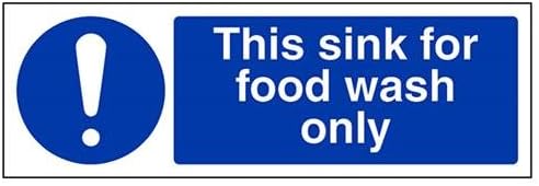V Safety This Sink For Food Wash Only Sign - 300mm x 100mm - 1mm Rigid Plastic