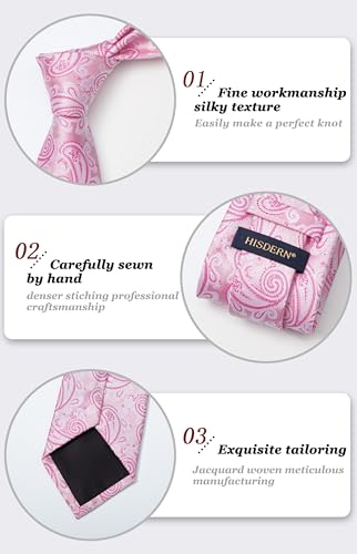 Image of HISDERN Ties for Men Paisley Floral Tie Handkerchief Classic Woven Business Formal Necktie and Pocket Square Set Wedding