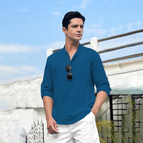 Image of Beige Color Cotton Blend Mandarin Neck Short Kurta Straight Kurta for Men (S)