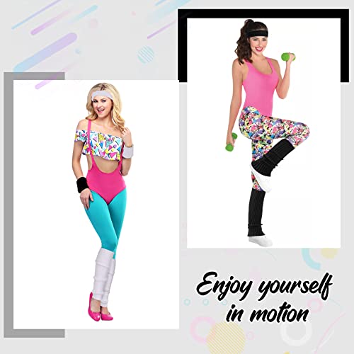 Image of ONUPGO Leg Warmers for Women 80s Sport Headband Wristbands Neon Leg Warmers Set - 80s Workout Clothes 90s Outfit for Women