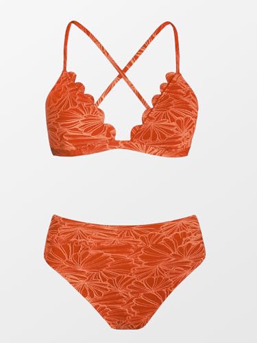 Image of CUPSHE Bikini Set for Women Bathing Suit High Waisted Scalloped V Neck Two Pieces Swimsuit