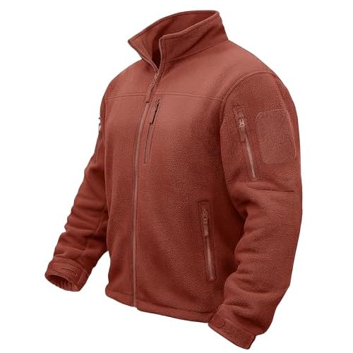 TACVASEN Mens Fleece Jacket Tactical Military Windproof Warm Coat Winter | Polyester fabric | full zip, multi pockets | for outdoor hiking hunting fishing travel