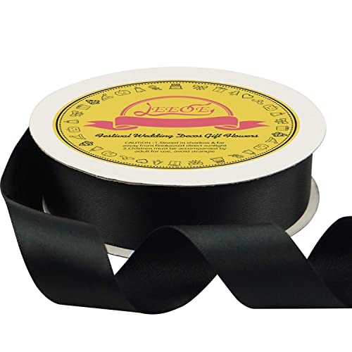 Image of Black Double Face Satin Ribbon 1 inch X 25 Yards Spool Very Suitable for Weddings Gift Package Wrapping Dancer Wand Sewing Party Hair Bow Invitation Decorations and More