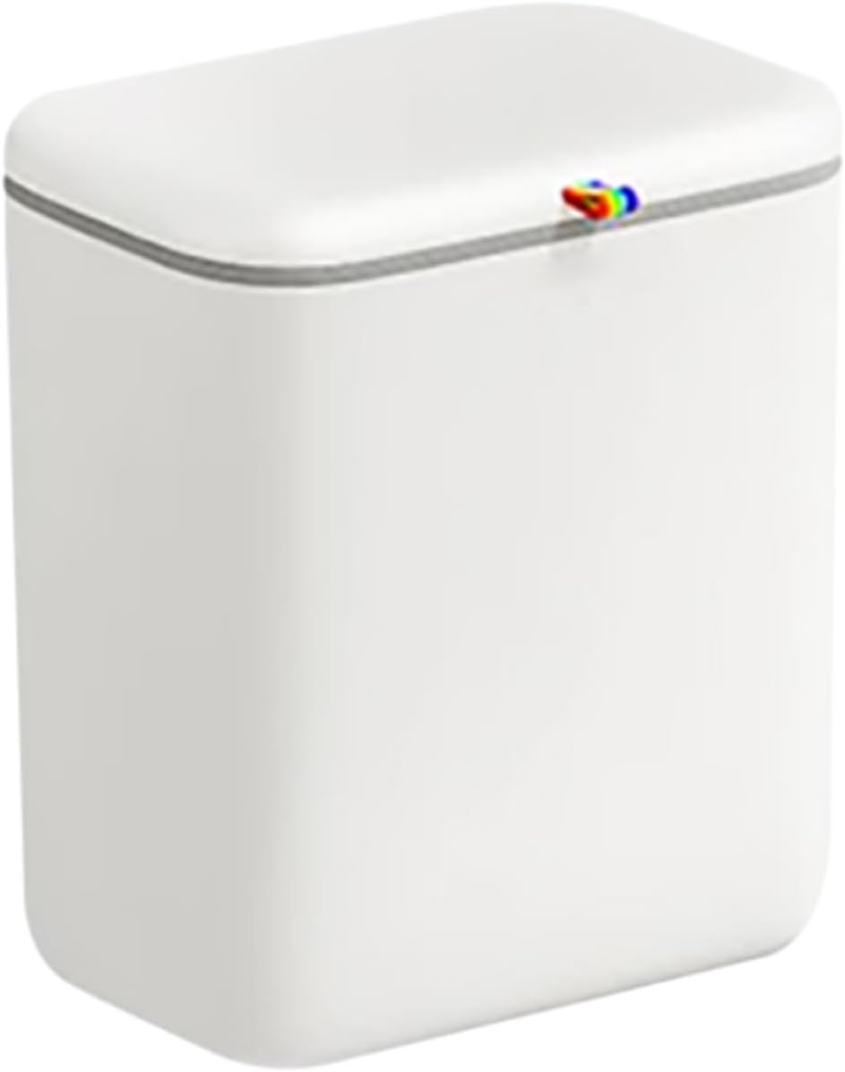 Limitless 12.5L Kitchen Trash Bin with Sliding Lid - Hanging Compost Bin for Cabinet Door, Under Sink, Bathroom, Bedroom & Office – Durable ABS - Odor-Sealing - Small Bin Can - White Grey