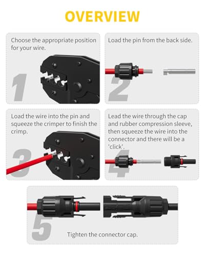 50 Feet 10AWG Solar Cable with Female and Male Connector with Extra Free Pair of Connectors, Solar Panel Extension Cable 10 awg Solar Wire (50FT Red + 50FT Black) - Thumbnail 6