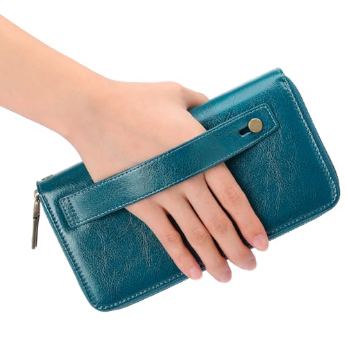 Image of GAEKEAO RFID Leather Wristlet Wallet for Women with Grip Strap
