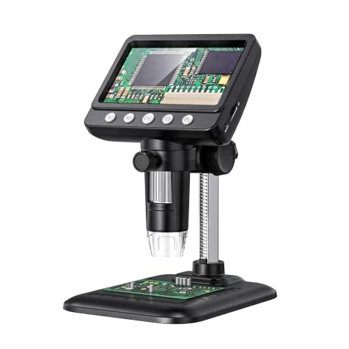 Image of Lukzer Digital Microscope 1000X Zoom with 4.3-Inch IPS LCD Screen, 1080P HD Video & Camara, 8 LED Lights, Type-C USB Portable Microscope for Industrial Use, PCB Soldering, Repairing & Jewelry
