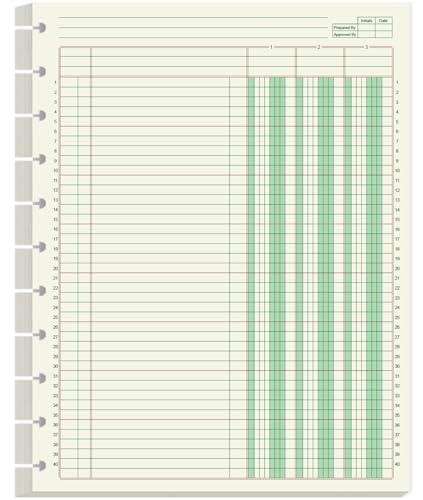Letter Size Columnar Analysis Pad 3 Column Ledger - 11 Disc Ledger Book Refills, 50 Sheets/100 Pages Ledger Format Columnar for Business Bookkeeping, 100Gsm Paper, 8.5" x 11"