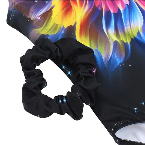 Image of MODAFANS Leotards for Girls Gymnastics with Shorts Dance unitards Tumbling Biketards with Hair Scrunchie for3-13T