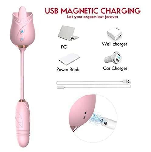 Sex Toy Rose Vibrator for Women, Tongue Licking Clitoral Sex Toys, Licking Vibrating G Spot Clit Vibrators with 10 Modes, Waterproof Adult Toys Stimulator for Female & Couples