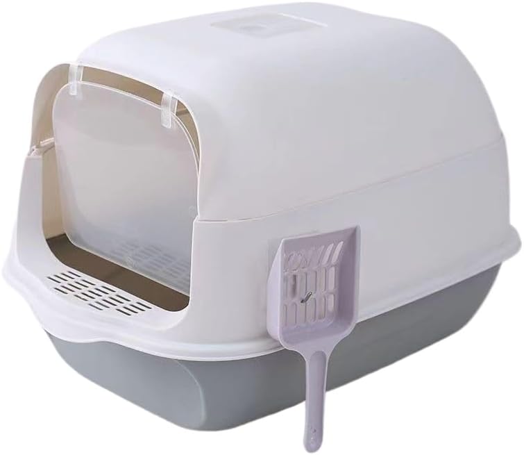 Fully Enclosed Cat Litter Box with Splash Guard for Easy Cleaning, Suitable for Small and Medium-Sized Cats (Blue)