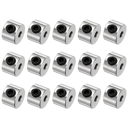 QUARKZMAN 15Pcs Colliers à Vis de Réglage 2.05mm Alésage Colliers d'Arbre, 7mm OD, 5mm Largeur, Collier d'Arrêt de Foret, Colliers de Profondeur de Forets en Acier au Carbone