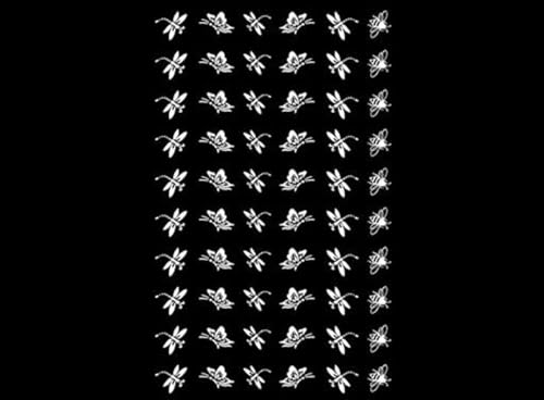 Bee Butterfly Dragonfly 60 pcs 0.35 to 0.5 Inch White Fused Glass Decals