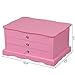 SONGMICS Girls Jewelry Box Pink Wooden Case Organizer with Mirror UJOW03P