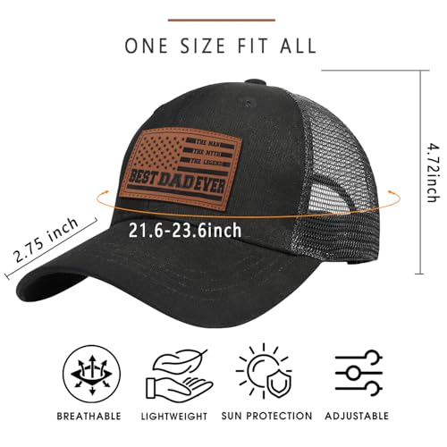 Image of World's Best Dad Ever Trucker Hat Baseball Cap Fathers Day Birthday Gifts for Dad from Daughter Son Black Fathers Day Hat