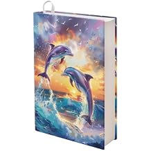 Gomyblomy Dolphin Print Book Cover Book Sleeve for Textbooks, Cute Animal Print Jumbo Bible Book Sox Protective Book Covers Hard Book Covers Reusable Textbook Jackets School Supplies