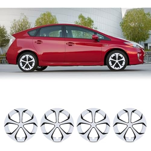15" Hub Caps for 2010-2015 Toyota Prius, White & Black Lacquer