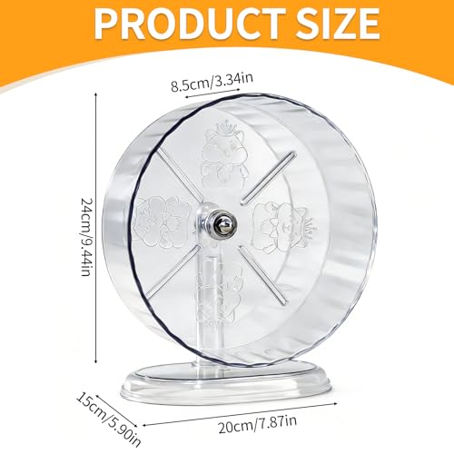 Hamsterrad, Ø24cm rutschfeste Laufräder Hamster Rad Super-leise Hamsterräder Ruhiges Rattenrad Höhenverstellbares Transparentes Laufrad für Zwerghamster Gerbils Mäuse Kleintiere