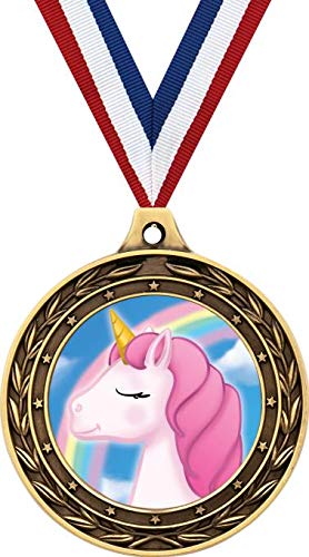Unicorn Gold Duo Medal, 3" Unicorn Prizes, Kids Unicorn Trophy Medal Awards 10 Pack