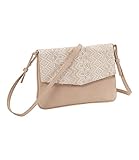 Material: Kunstleder/Metall SIX Clutch mit dekorativer Stickerei in Leder-Optik, Abnehmbarer Riemen, Goldfarbene Deatils, Leder, Kunstleder, It-Piece (539-319)