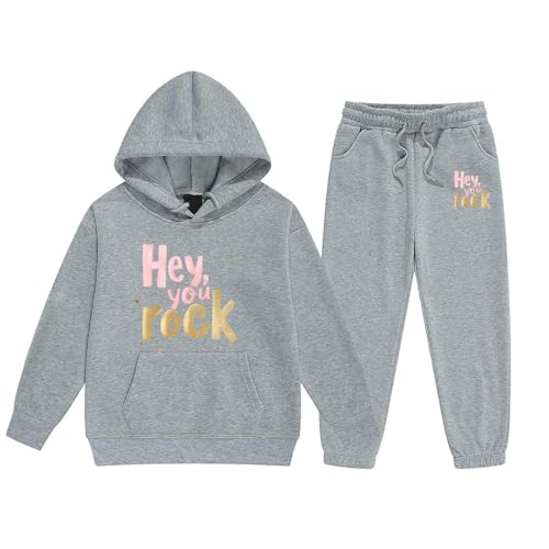 Ensemble enfant à capuche et pantalon en coton gris pour 4-5 ans