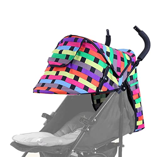 TOPOQ Toldo universal para carrinho de bebé, guarda-sol com bolsos, janela de malha, ajustável, retrátil
